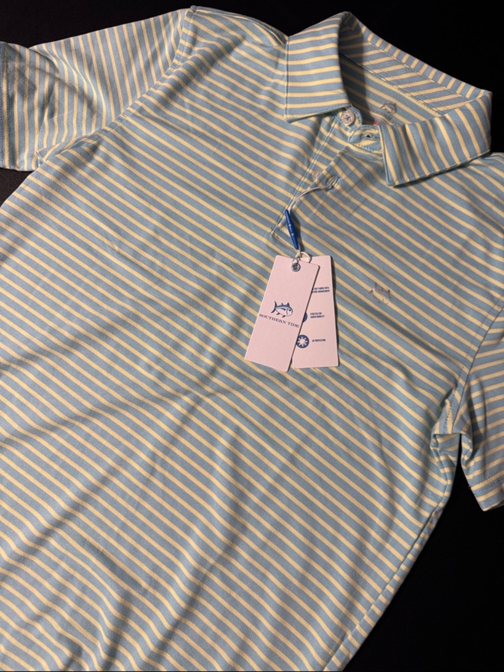 Southern Tide Boys Pale Blue & Cream Striped Polo